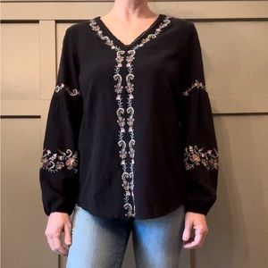 Embroidered Black Women's Top